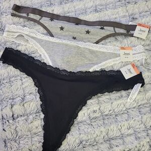 Nwt Lot Of 3 Jenni Thong Set XXXL  - Black, Gray, and Star Print